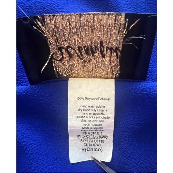 EUC Royal Blue Faux Wrap Dress | Wishful Sash Bow Flutter Sleeve V-Neck Cobalt - Picture 4 of 4